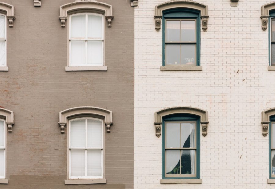 The upper storeys of a Victorian terraced house